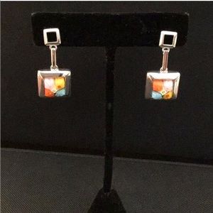 🆕 Murano Millefiori square drop Silver earnings